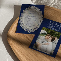Casamento de Foto Antigo Dinheiro Azul Marinho Ren