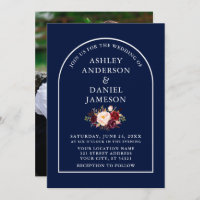 Casamento de Foto Azul Floral Floral de Arch Moder