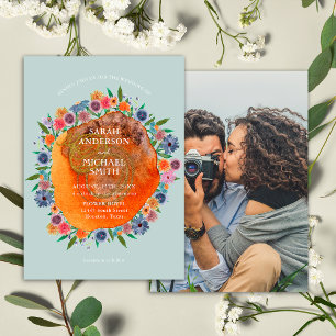 Convite Casamento de Foto Bohemian Garden Boho Wildflower