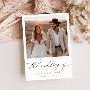Convite Casamento de Foto Boho com Script Minimalista
