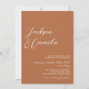 Convite Casamento de Foto Boho Laranja Queimada