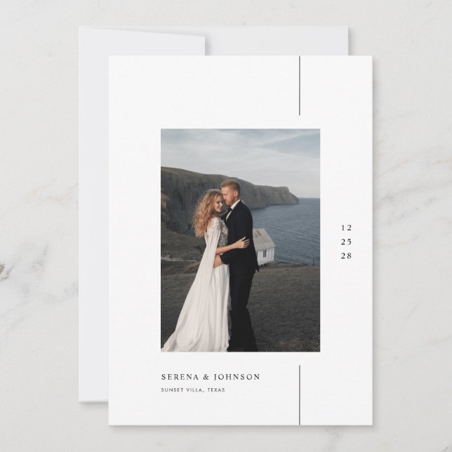 Convite Casamento de Foto Boho Minimalista (Frente)