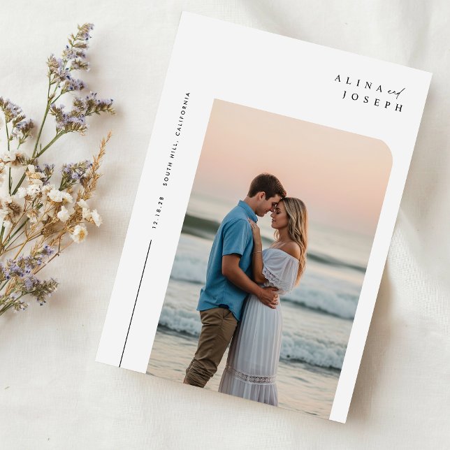 Convite Casamento de Foto Boho Minimalista Moderno (Criador carregado)