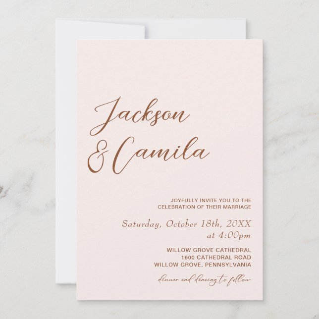 Convite Casamento de Foto Boho Terracota e Creme  (Frente)