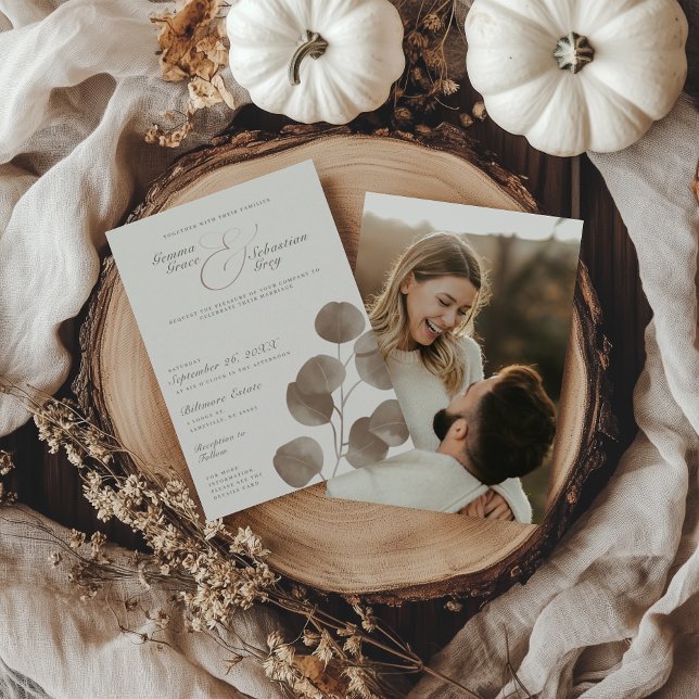 Convite Casamento de Foto Botânica de Ivory & Ash Fall (Criador carregado)