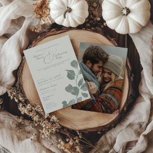 Convite Casamento de Foto Botânica de Ivory & Sage Queda