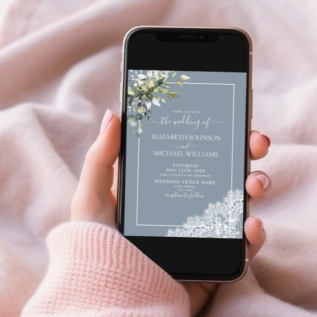 Convite Casamento de Foto Botânica Eucalyptus Azul Dusty (Criador carregado)