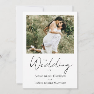 Convite Casamento de Foto Branca de Tendy Negra Moderna