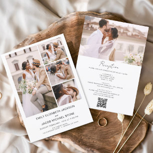 Convite Casamento de Foto Branco Minimalista Tudo em Um Có