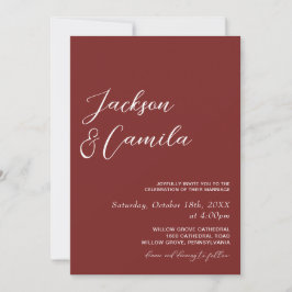 Convite Casamento de Foto Burgundy Minimalista
