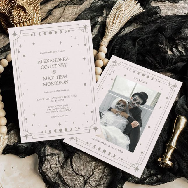 Convite Casamento de Foto Celestial Starry Night (Criador carregado)