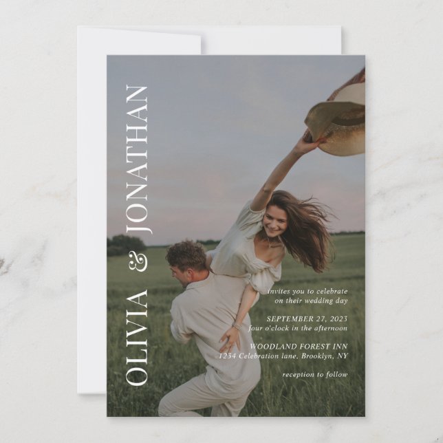 Convite Casamento de Foto Clássico Simples (Frente)