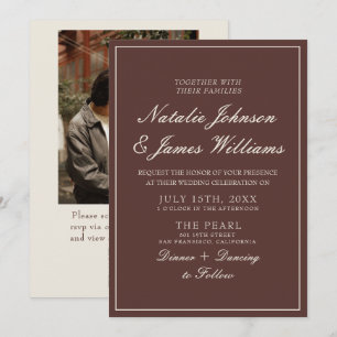 Convite Casamento de Foto Código QR Chocolate Marrom Dinhe