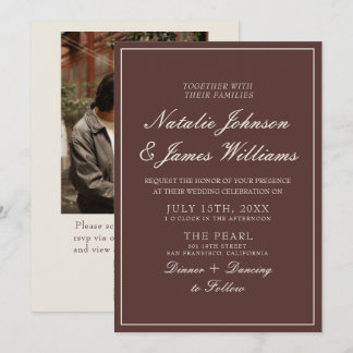 Convite Casamento de Foto Código QR Chocolate Marrom Dinhe
