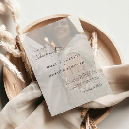 Convite Casamento de Foto com Caligrafia Minimalista Preto