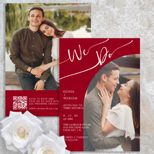 Convite Casamento de Foto com Código QR Dois Manuscrito Mi