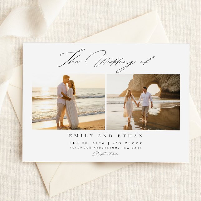 Convite Casamento de Foto com Código QR Simples e Elegante (Criador carregado)