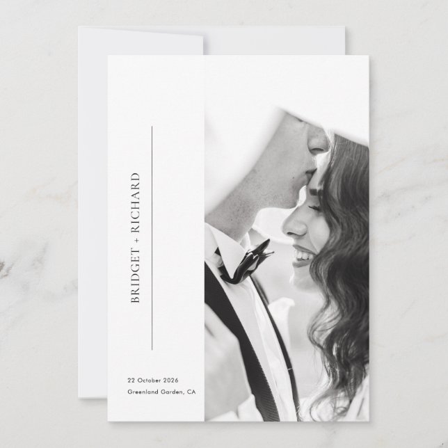 Convite Casamento de Foto com Gravata Preta Romântico (Frente)