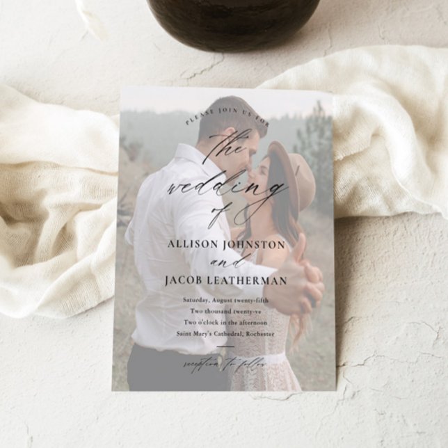 Convite Casamento de Foto com Letra Elegante (Criador carregado)
