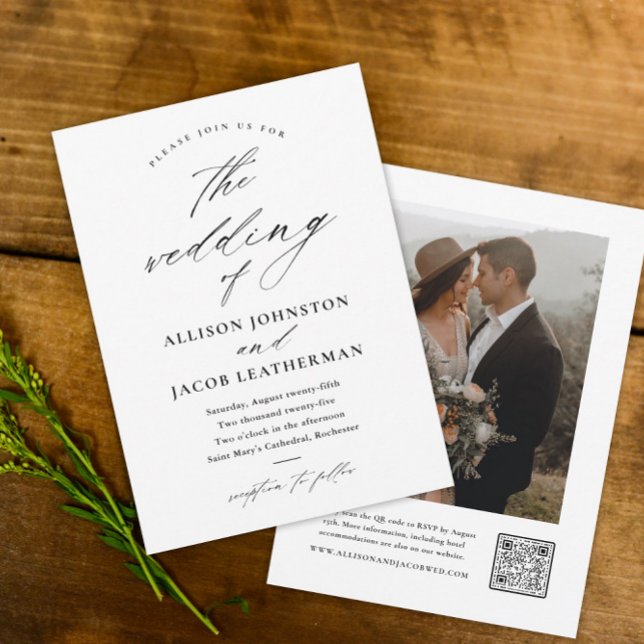 Convite Casamento de Foto com Letra Elegante (Criador carregado)