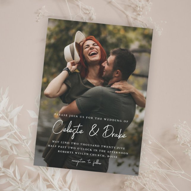 Convite Casamento de Foto com Letra Moderna (Criador carregado)