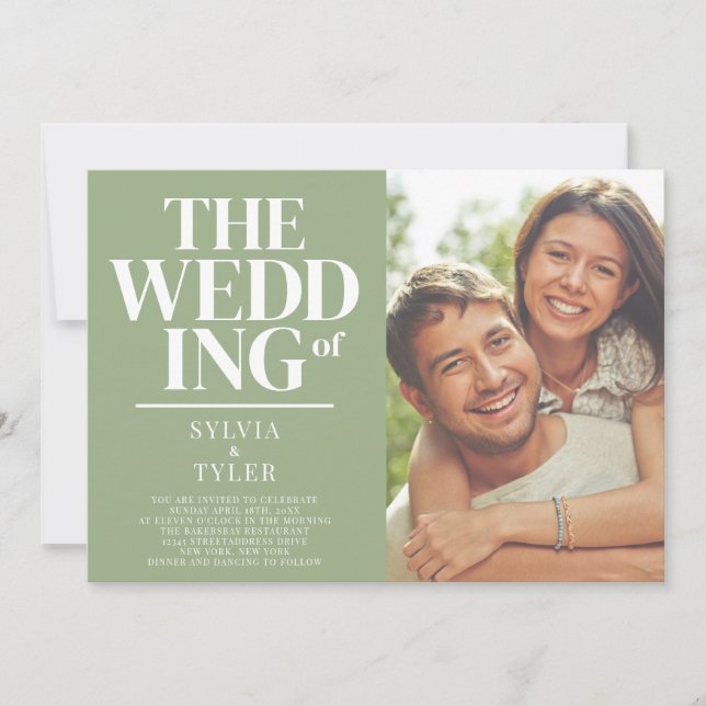 Convite Casamento de Foto com Mensagem de Mensagem Minimal (Frente)