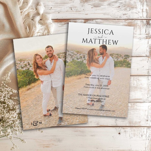 Convite Casamento de Foto com Sobreposição Simples (Criador carregado)