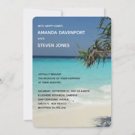 Convite Casamento de Foto da Cena de Praia do Oceano Azul 