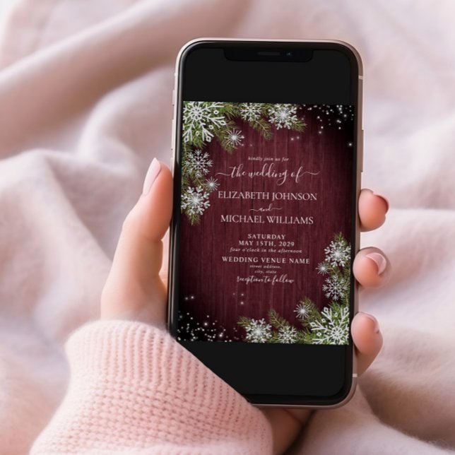 Convite Casamento De Foto Da Madeira De Inverno Rustic Bur (Criador carregado)