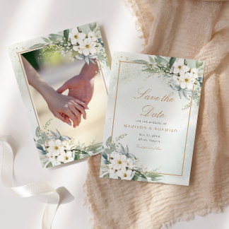 Convite Casamento De Foto De Boho Floral Elegante Salve A 