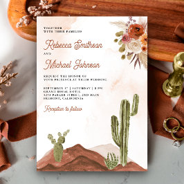 Convite Casamento de Foto de Código QR de Cactus Floral de
