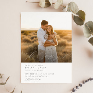 Convite Casamento de Foto de Código QR de Script Elegante 