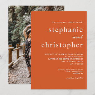 Convite Casamento de Foto de Coral com Script Chic Minimal