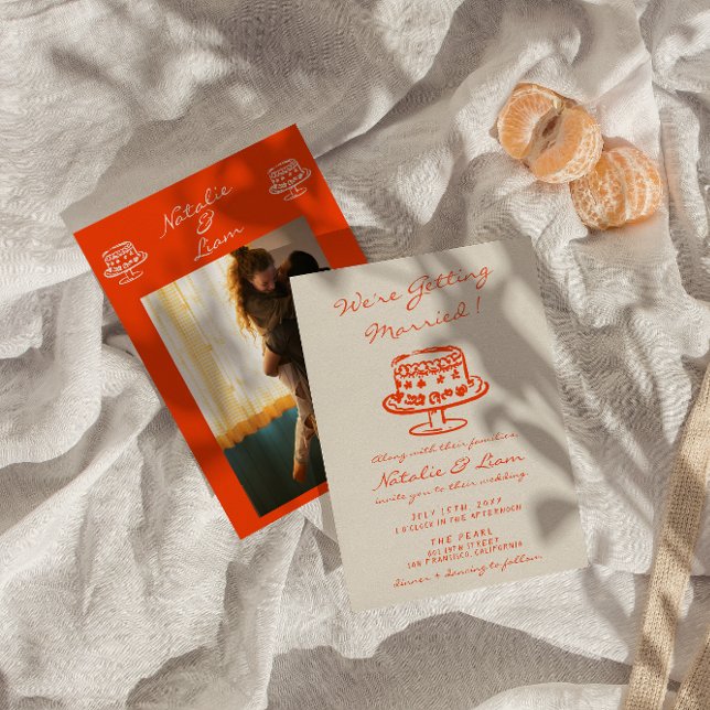 Convite Casamento De Foto De Diversão De Bolo Retrorna De  (Criador carregado)