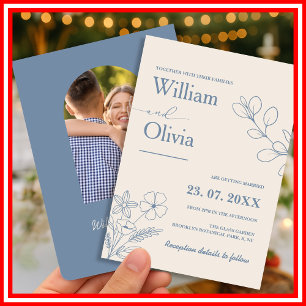 Convite Casamento de Foto de Dusty Blue Wildflower
