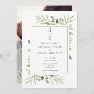 Convite Casamento de Foto de Folhagem Greenery