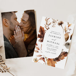 Convite Casamento de Foto de Frame Floral de Oval Rustic A