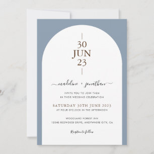 Convite Casamento de Foto de Porta Azul Elegante Moderna e