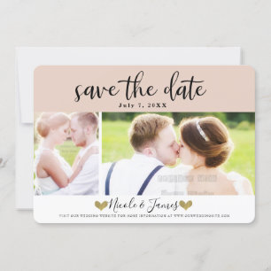 Convite Casamento de Foto de Salvar Data com Bege Moderno