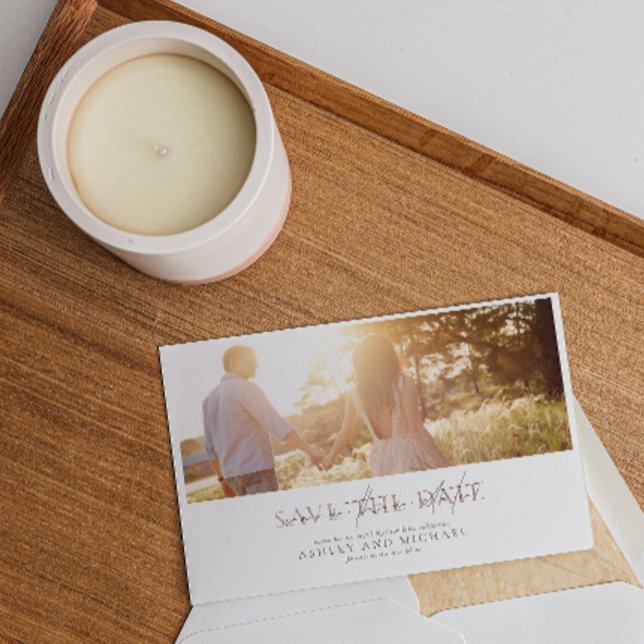 Convite Casamento de Foto de Script Elegante de Código QR  (Save the Date Cards 💌📆)