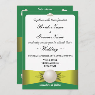 Convite Casamento de Foto de Serene Emerald & Yellow Pearl