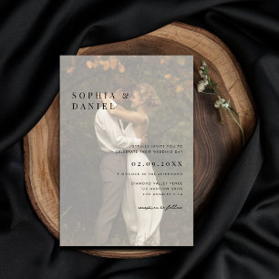 Convite Casamento de Foto de Sobreposição de Vellum Modern