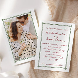 Convite Casamento de Foto Desenhado com Quadro Whimsical
