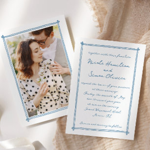 Convite Casamento de Foto Desenhado com Quadro Whimsical
