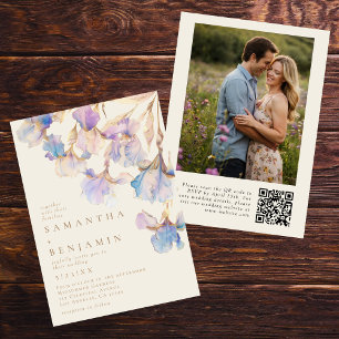 Convite Casamento de Foto do Código Iris QR Elegante