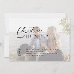 Convite Casamento de Foto do Código QR de Script Moderno