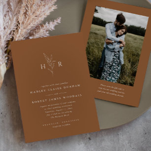 Convite Casamento de Foto do Código QR do Monograma Simple