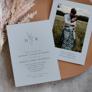 Convite Casamento de Foto do Código QR do Monograma Simple