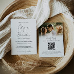 Convite Casamento de Foto do Código QR do Script Manuscrit<br><div class="desc">Convite para Casamento de Foto de Código QR de Script Simples, Simples, com Script Simples Chic, impresso por design moderno e elegante, que pode ser personalizado com seu texto. Clique no botão "Personalizar" e use nossa ferramenta design para modificar este modelo. Veja a Design de Arte Gráfica para outros produtos...</div>