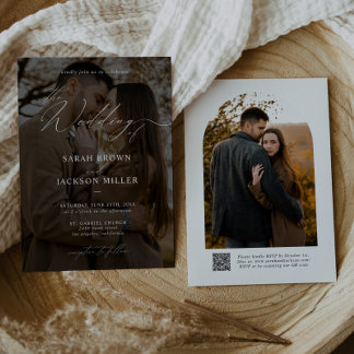 Convite Casamento de Foto do Código QR do Script Moderno E
